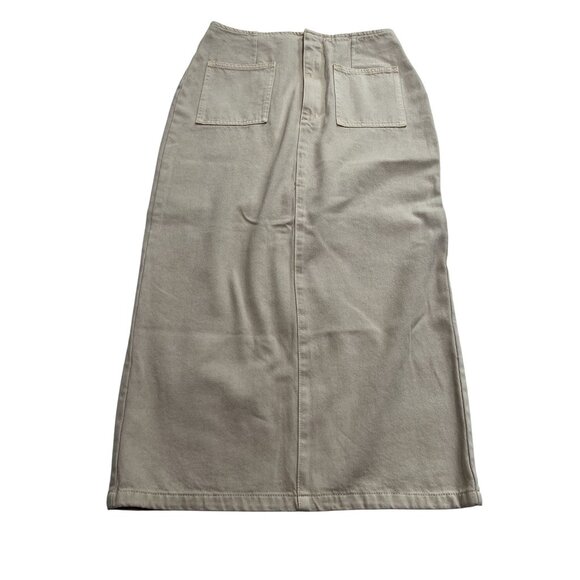Meshki Fallon Denim Midi Skirt in Stone Wash - Picture 1 of 5